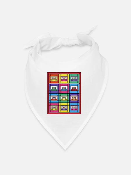 Buntglas-Pop-Art-Kassetten - Bandana Dreieckstuch - Weiß