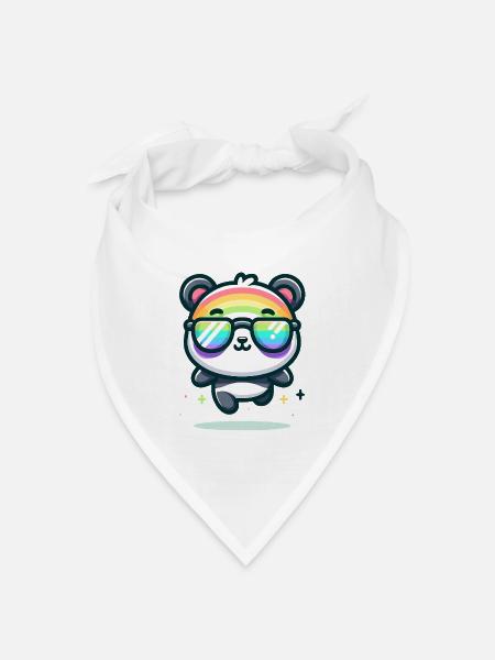 Regenbogen Panda Sonnenbrille Sommer Bär - Bandana Dreieckstuch - Weiß
