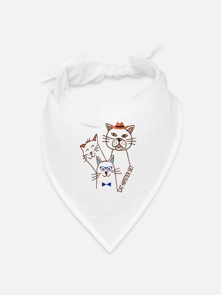 Katzen Trio  - Bandana Dreieckstuch - Weiß
