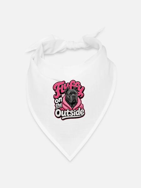 Außen flauschig – Hundegrafik - Bandana Dreieckstuch - Weiß