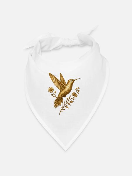 Goldkolibri-Blumenwappen - Bandana Dreieckstuch - Weiß