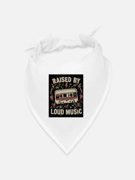 Raised by Loud Music Vintage Punk Shirt - Bandana Dreieckstuch - Weiß