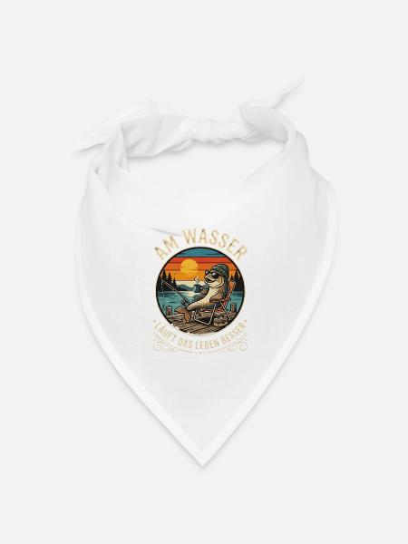 Fisch beim Angeln - Bandana Dreieckstuch - Weiß