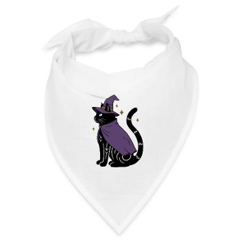 Magische Halloween Katze als Hexe - Bunt - Bandana Dreieckstuch - Weiß - Vorne