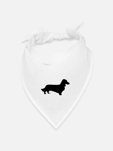 Langhaarige Dackelsilhouette - Bandana Dreieckstuch - Weiß