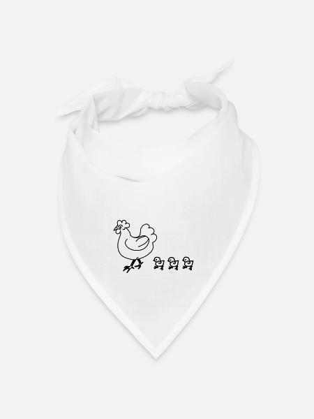 Huhn mit Küken - Bandana Dreieckstuch - Weiß