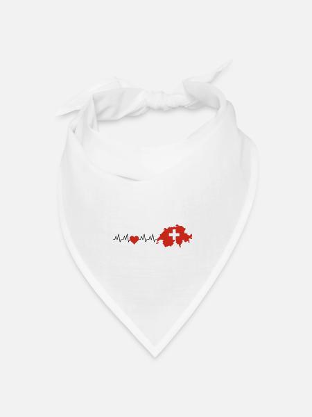 I Love Switzerland, EKG, Ich liebe die Schweiz - Bandana Dreieckstuch - Weiß