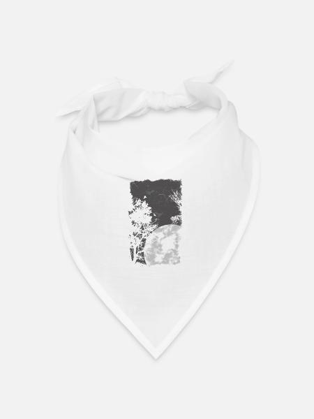 Vollmond Bäume und Vögel - Bandana Dreieckstuch - Weiß