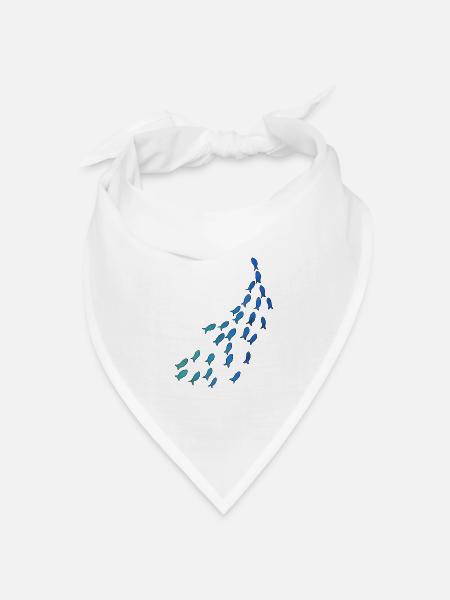 Fischschwarm - Bandana Dreieckstuch - Weiß