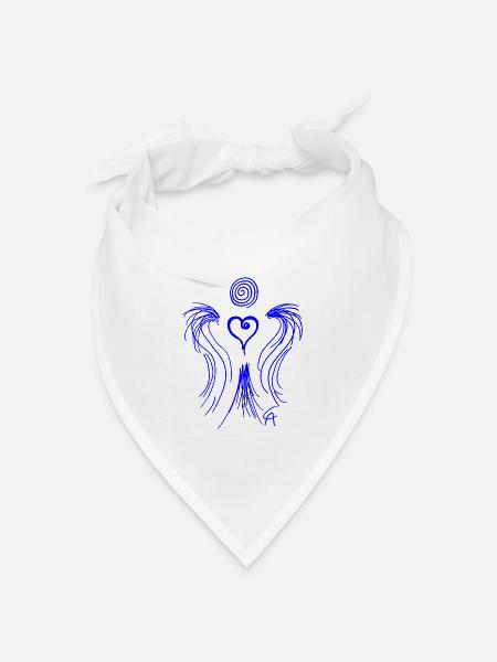 Grafischer Herzengel blau - Bandana Dreieckstuch - Weiß