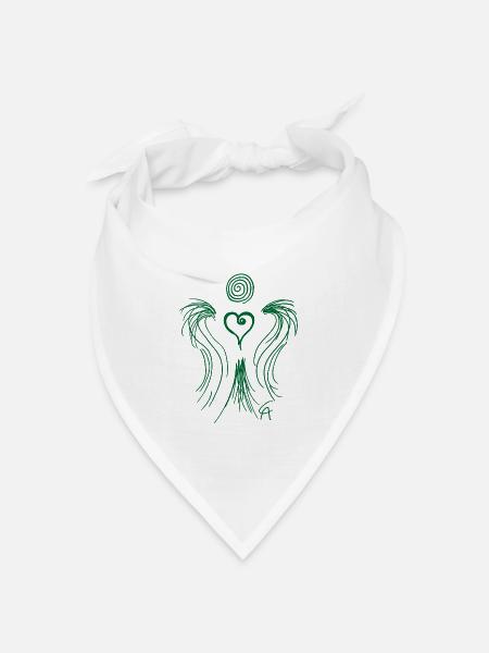 Herzengel grün - Bandana Dreieckstuch - Weiß