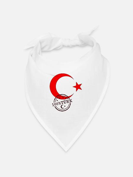 Türkische Flagge 100%Türk - Bandana Dreieckstuch - Weiß