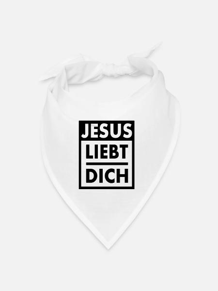 Jesus - Jesus Christus - Gott - Jesus Liebt Dich - Bandana Dreieckstuch - Weiß