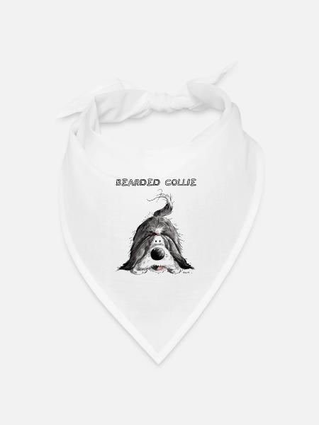 Verspielter Bearded Collie - Bandana Dreieckstuch - Weiß