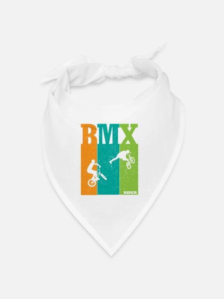 BMX Farbblock Rider Silhouetten - Bandana Dreieckstuch - Weiß