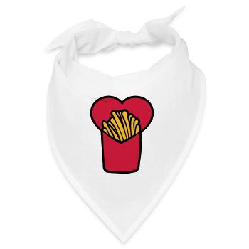 French Fries Love - Bandana Dreieckstuch - Weiß - Vorne
