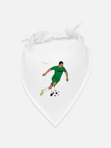 Teamgeist Grün Fußball Action - Bandana Dreieckstuch - Weiß