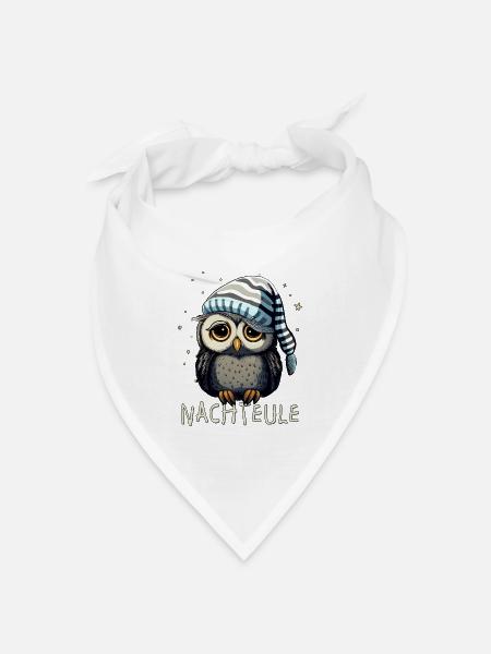 Nachteule - Bandana Dreieckstuch - Weiß