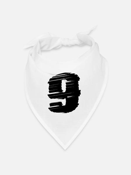9 Zahl Trikot - Bandana Dreieckstuch - Weiß