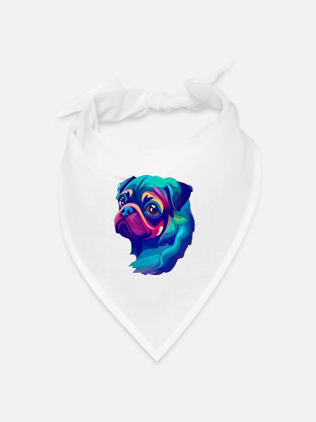 Mops - Bandana Dreieckstuch - Weiß