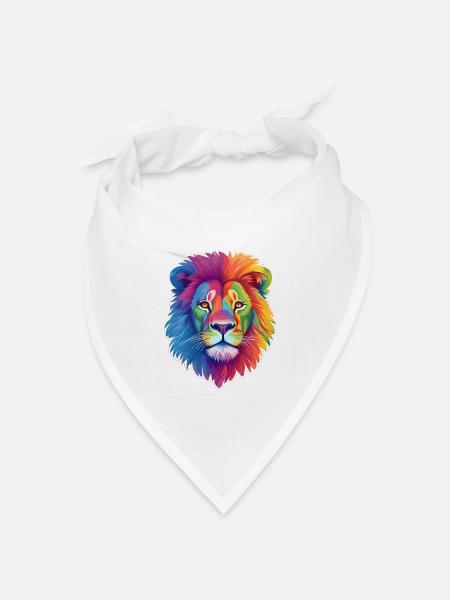 Regenbogen Löwe - Bandana Dreieckstuch - Weiß