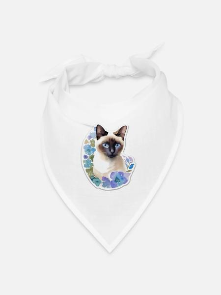 Siamkatze - Bandana Dreieckstuch - Weiß