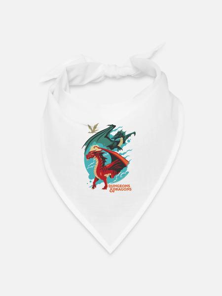 Dungeons And Dragons Roter Und Grüner Drache - Bandana Dreieckstuch - Weiß