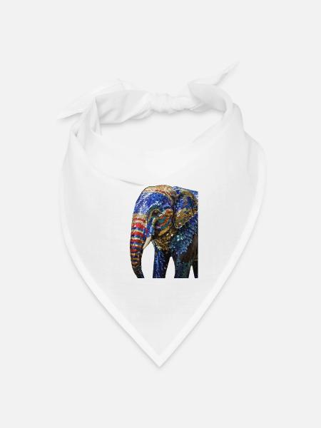 elefant,pailletten,elefant mit pailletten,gold, - Bandana Dreieckstuch - Weiß