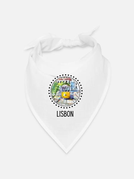 Lissabon Tram Shirt für Portugal Liebhaber - Bandana Dreieckstuch - Weiß