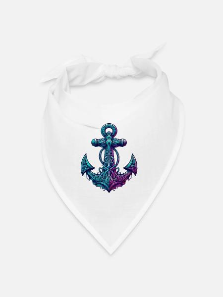 Ein Anker - Bandana Dreieckstuch - Weiß