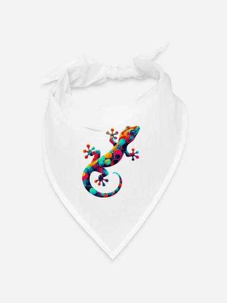 Gecko - Bandana Dreieckstuch - Weiß