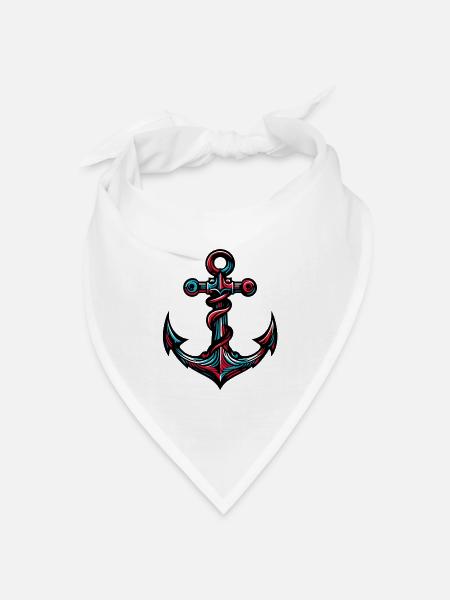 Ein Anker - Bandana Dreieckstuch - Weiß
