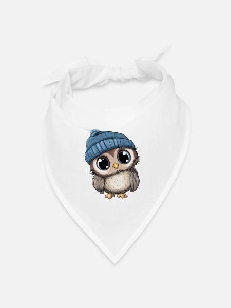 Eule Süß Niedlich Baby Kinder Tier Cartoon - Bandana Dreieckstuch - Weiß