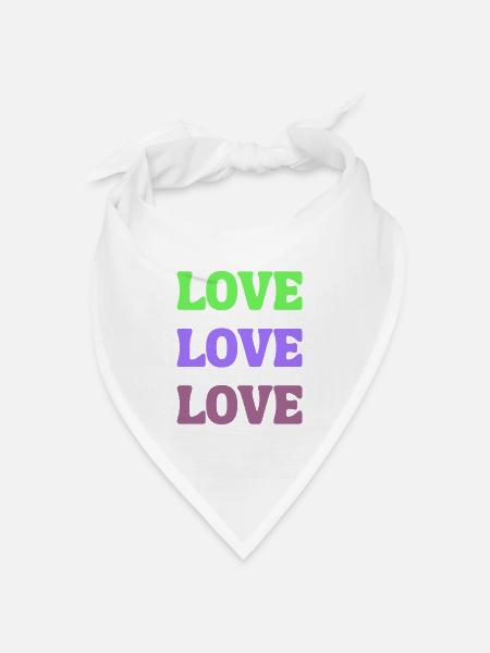 Love Love Love - Bandana Dreieckstuch - Weiß