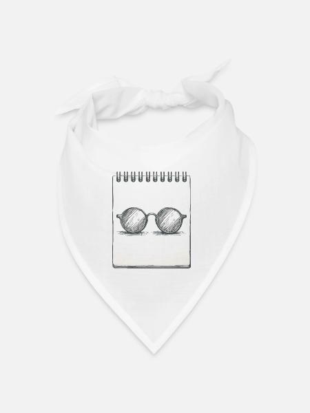 Zeichnung einer Brille - Bandana Dreieckstuch - Weiß