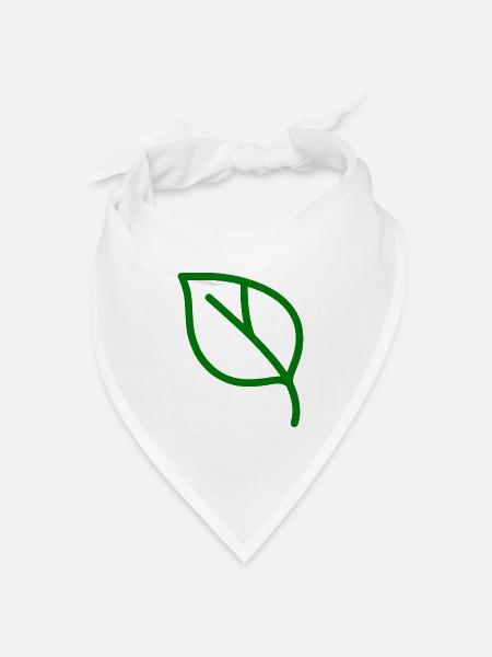 Line Art Blatt – Minimalistisches Pflanzenmotiv - Bandana Dreieckstuch - Weiß