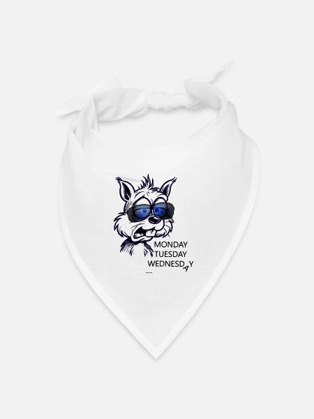  Hund mit Brille hat keine Lust auf die Woche - Bandana Dreieckstuch - Weiß