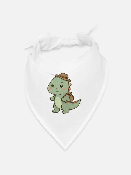 Kuscheliger Dino mit Abenteuerhut - Bandana Dreieckstuch - Weiß
