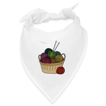 Farbige Wollknäuel Stricken - Bandana Dreieckstuch - Weiß - Vorne