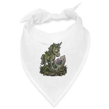 Lustiges Stein-Einhorn-Statuen-Moos-Fantasy-Design - Bandana Dreieckstuch - Weiß - Vorne