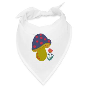 Farbenfroher Pilz mit Blütenakzent - Bandana Dreieckstuch - Weiß - Vorne