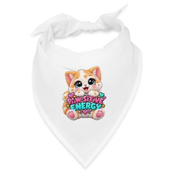 Paw Positive Energie Katze - Bandana Dreieckstuch - Weiß - Vorne