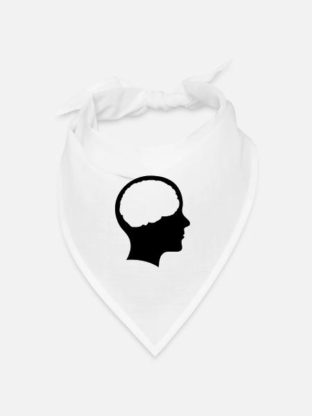 Symbol Kopf mit Hirn - Bandana Dreieckstuch - Weiß