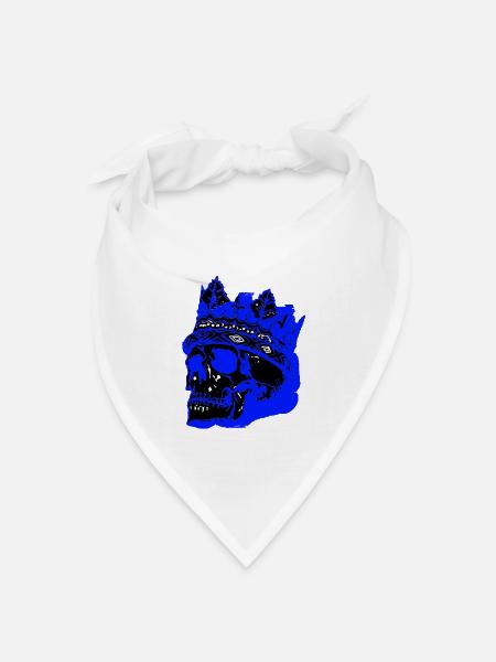 Totenkopf mit Krone - Bandana Dreieckstuch - Weiß