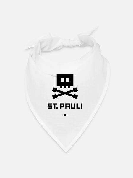 A-207 St. Pauli Totenkopf - Bandana Dreieckstuch - Weiß