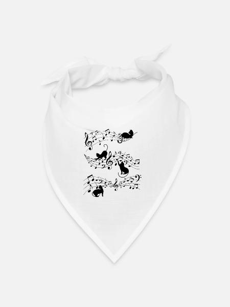 Musiknote und Katze - Bandana Dreieckstuch - Weiß
