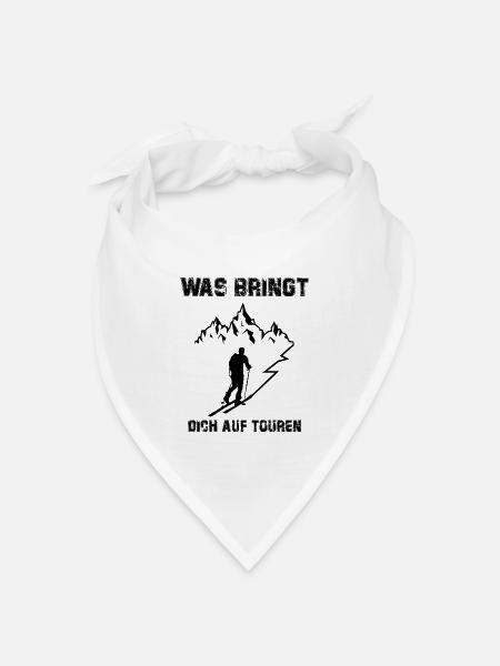 Witziger Skitouren Ski Tour Geschenk lustig Spruch - Bandana Dreieckstuch - Weiß