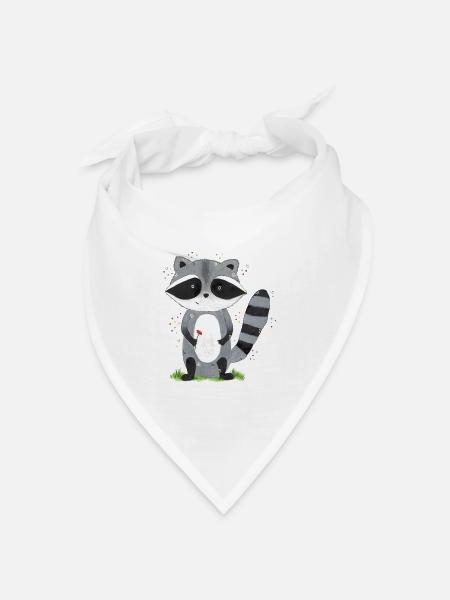 Waschbär Emil - Bandana Dreieckstuch - Weiß