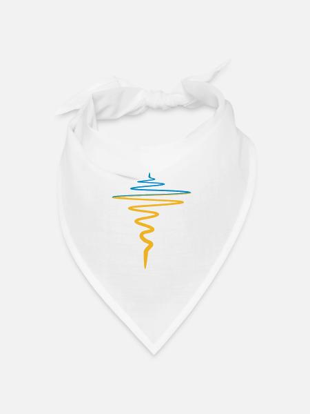 Ukraine Flagge Herzschlag Puls - Bandana Dreieckstuch - Weiß