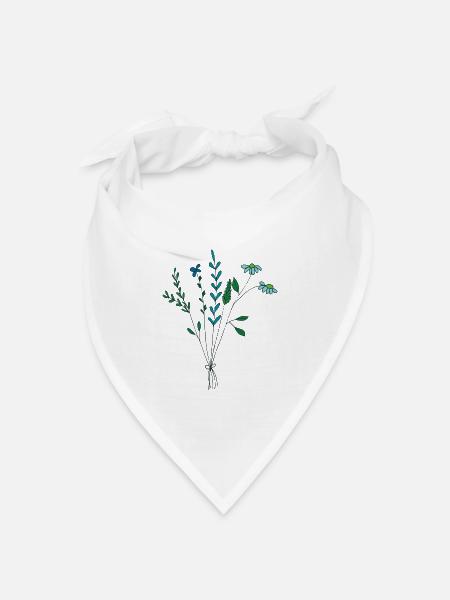 blumenwiese blautöne Trockenblumen - Bandana Dreieckstuch - Weiß